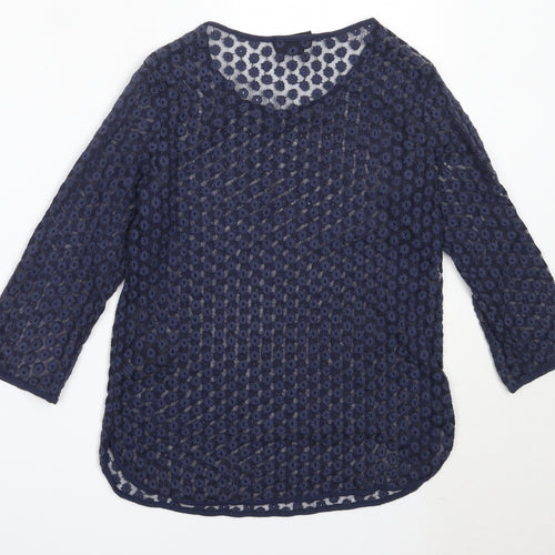 Topshop Womens Blue  Polyester Basic Blouse Size 8 Round Neck
