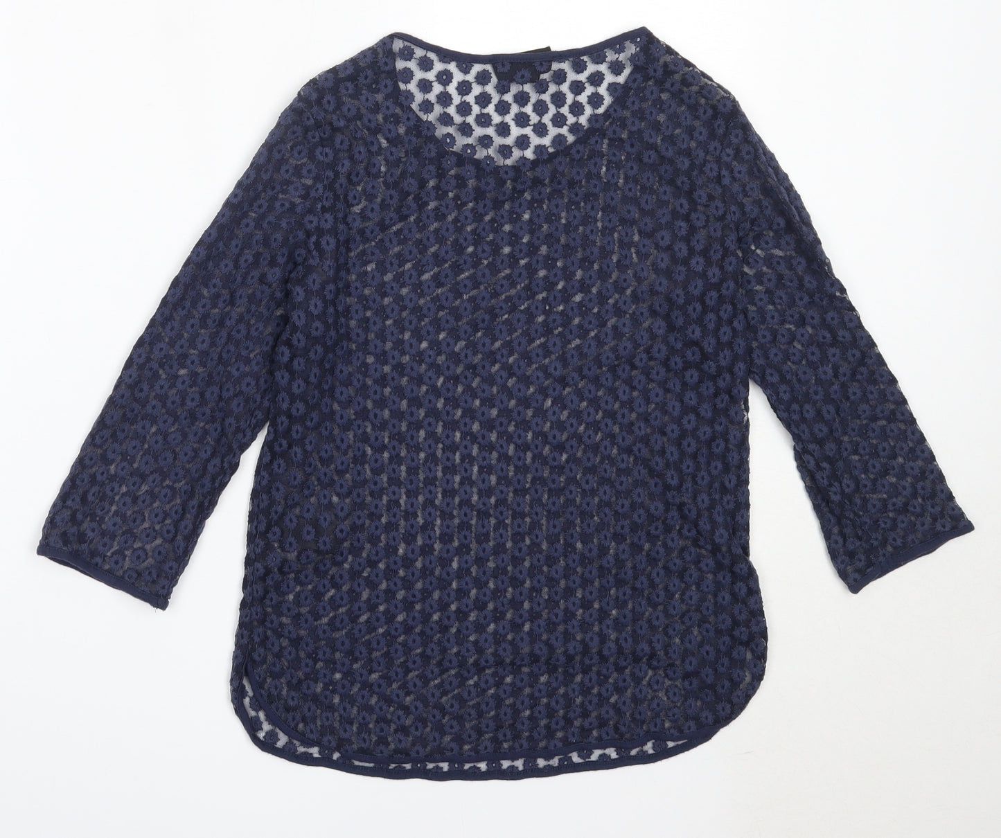Topshop Womens Blue  Polyester Basic Blouse Size 8 Round Neck