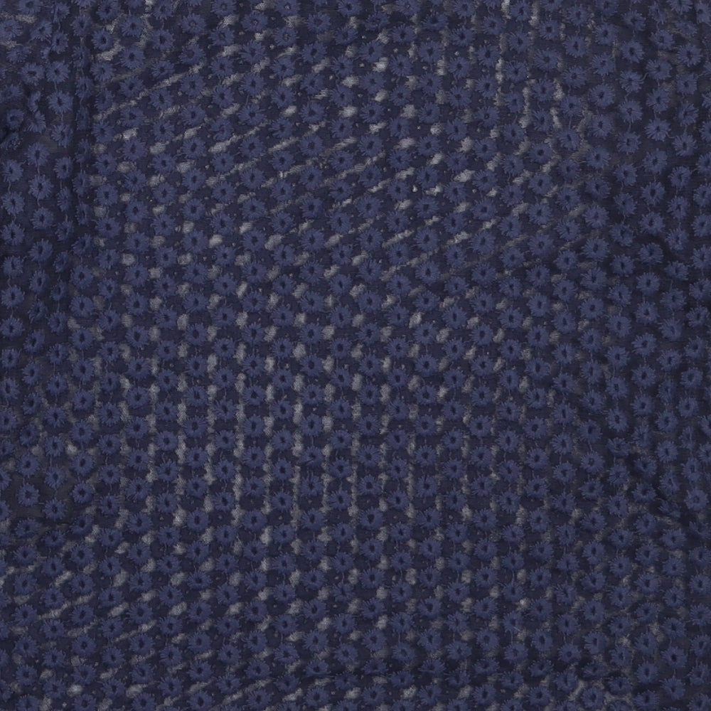 Topshop Womens Blue  Polyester Basic Blouse Size 8 Round Neck