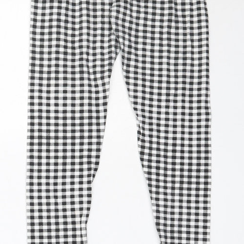 Preworn Girls Black Check Polyester Capri Trousers Size 11 Years  Regular