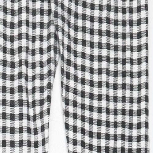 Preworn Girls Black Check Polyester Capri Trousers Size 11 Years  Regular
