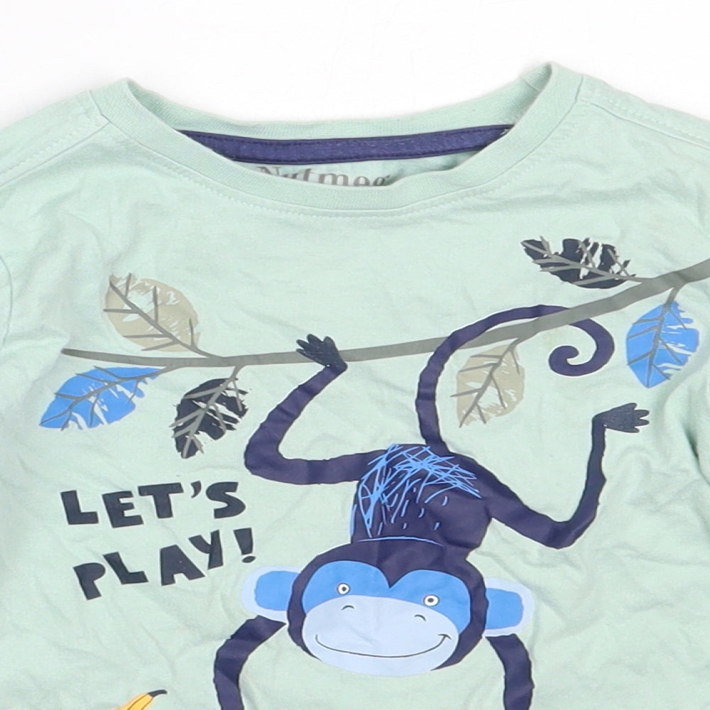 Nutmeg Boys Green  Cotton Basic T-Shirt Size 3-4 Years Round Neck