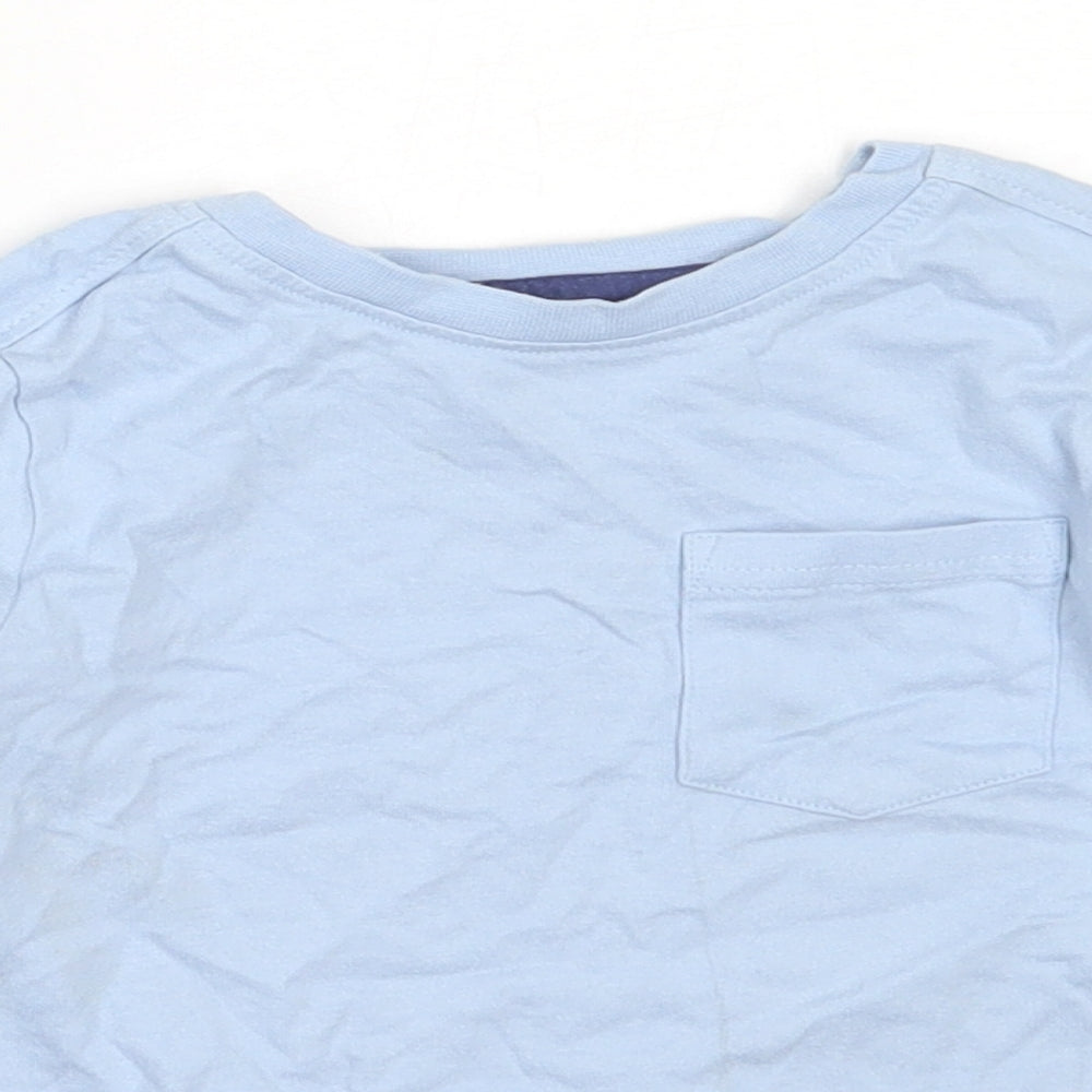 Nutmeg Boys Blue  Cotton Basic T-Shirt Size 3-4 Years Round Neck