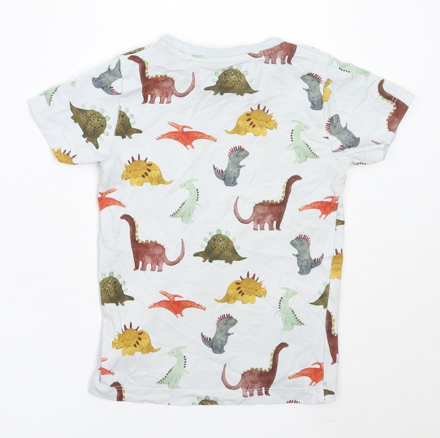 George Boys White  Cotton Basic T-Shirt Size 3-4 Years Round Neck  - dinosaur