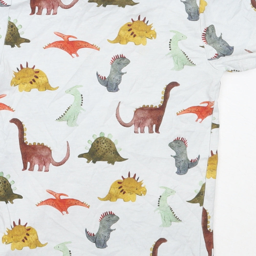 George Boys White  Cotton Basic T-Shirt Size 3-4 Years Round Neck  - dinosaur