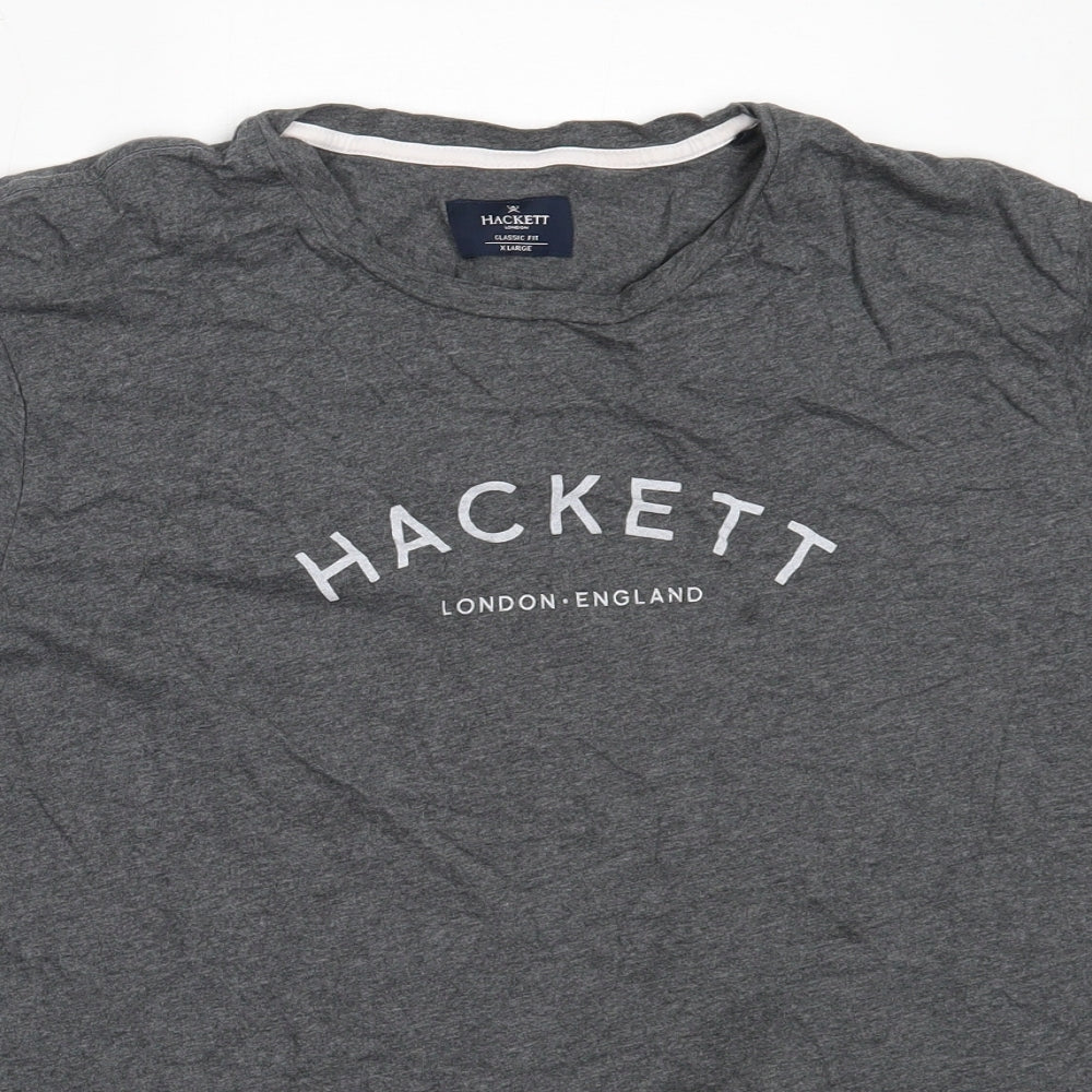 Hackett Mens Grey  Cotton  T-Shirt Size XL Round Neck