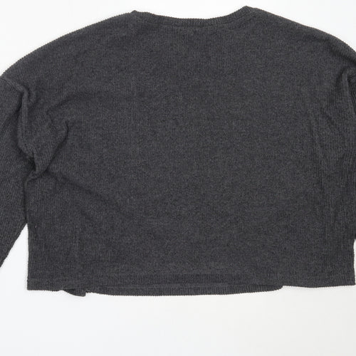 New Look Womens Grey Round Neck  Polyester Pullover Jumper Size L