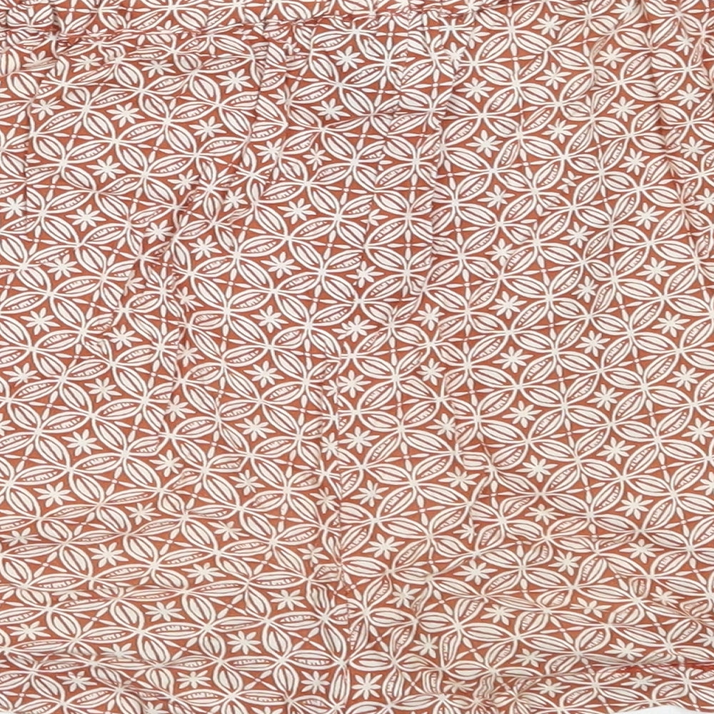 Primark Womens Brown Geometric Viscose Hot Pants Shorts Size 8  Regular