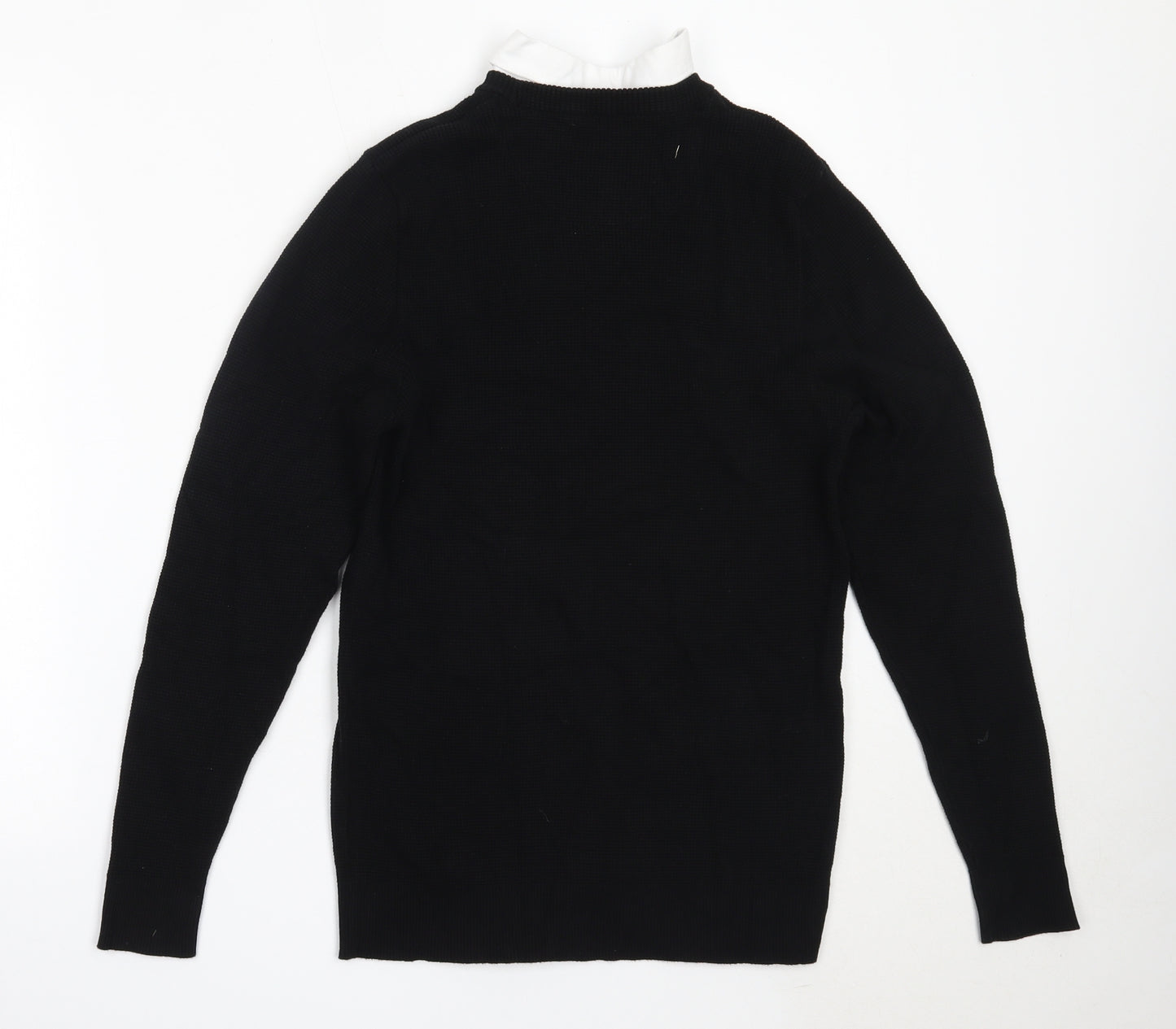 NEXT Mens Black Collared  Cotton Pullover Jumper Size M