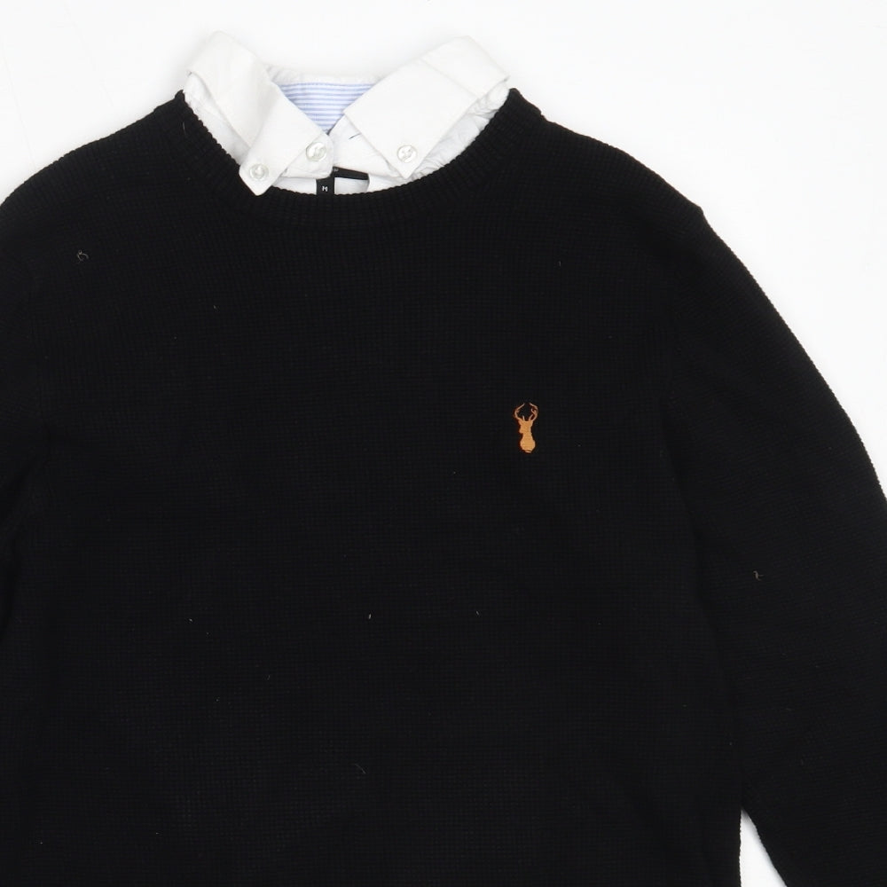NEXT Mens Black Collared  Cotton Pullover Jumper Size M