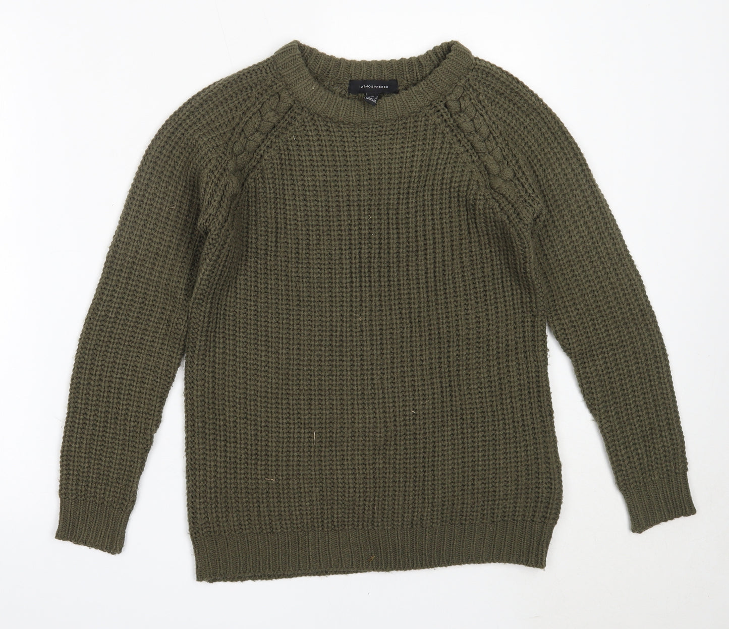 Atmosphere Womens Green Round Neck  Acrylic Pullover Jumper Size 6