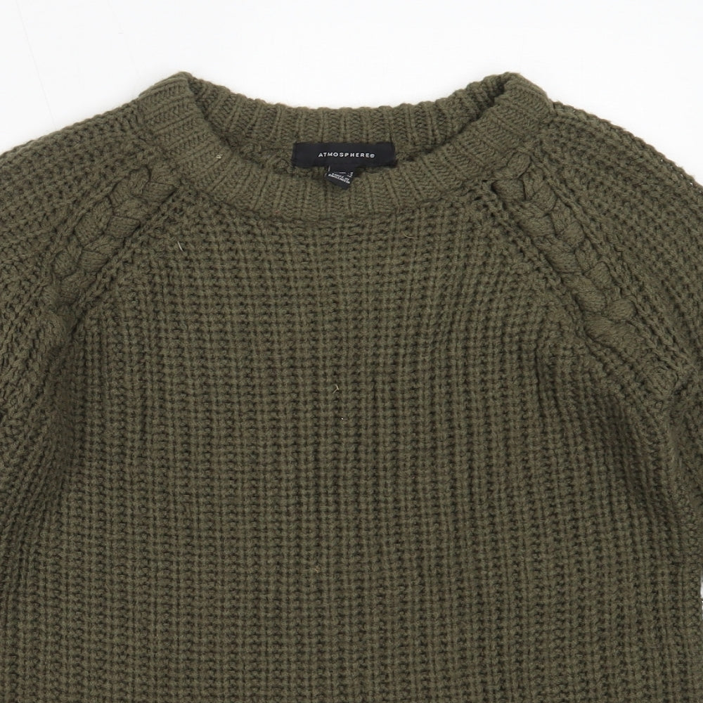 Atmosphere Womens Green Round Neck  Acrylic Pullover Jumper Size 6
