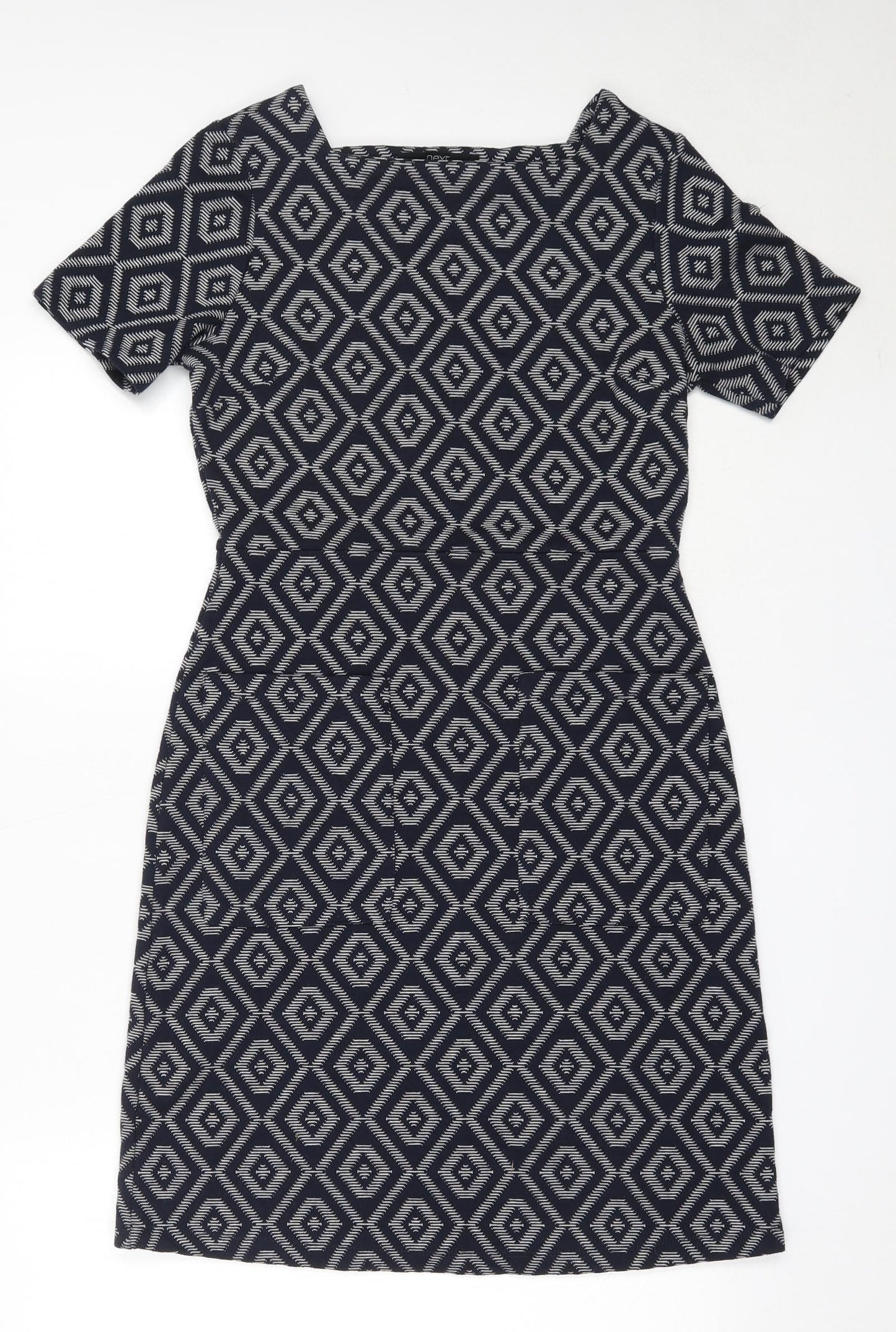 NEXT Womens Blue Geometric Polyester Shift  Size 8  Square Neck