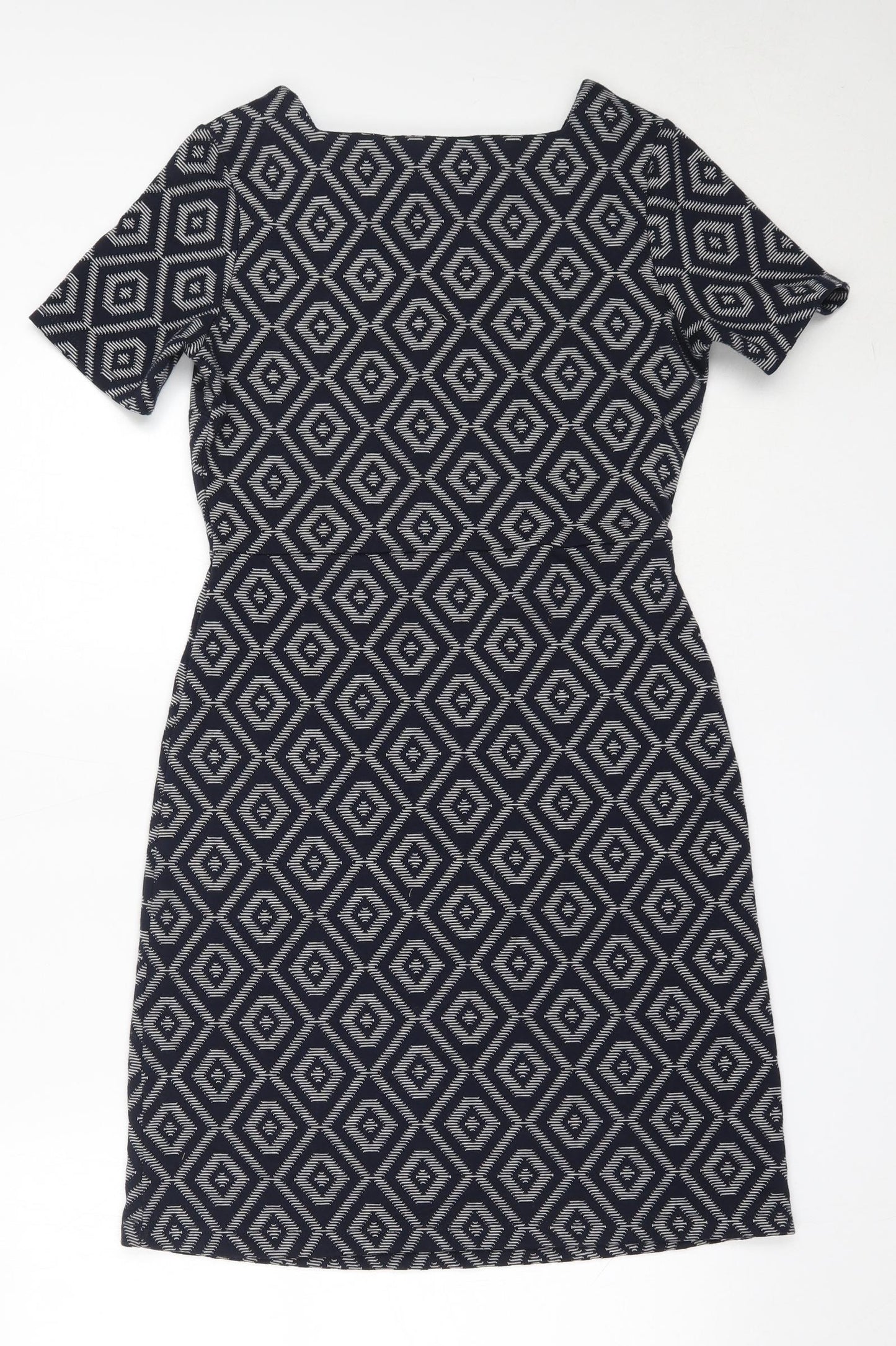 NEXT Womens Blue Geometric Polyester Shift  Size 8  Square Neck