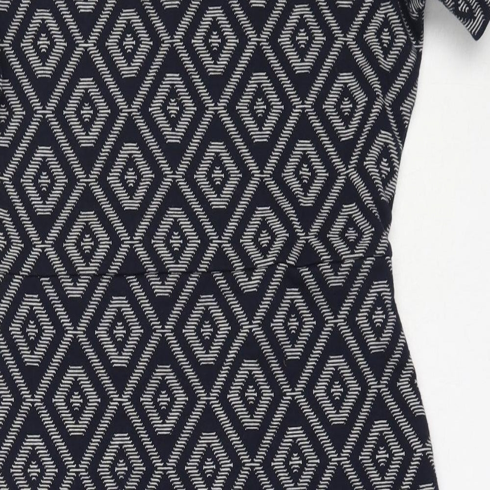 NEXT Womens Blue Geometric Polyester Shift  Size 8  Square Neck