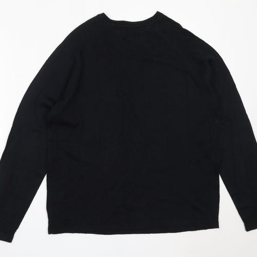 Giorgios Collections Mens Black V-Neck  Acrylic Pullover Jumper Size M