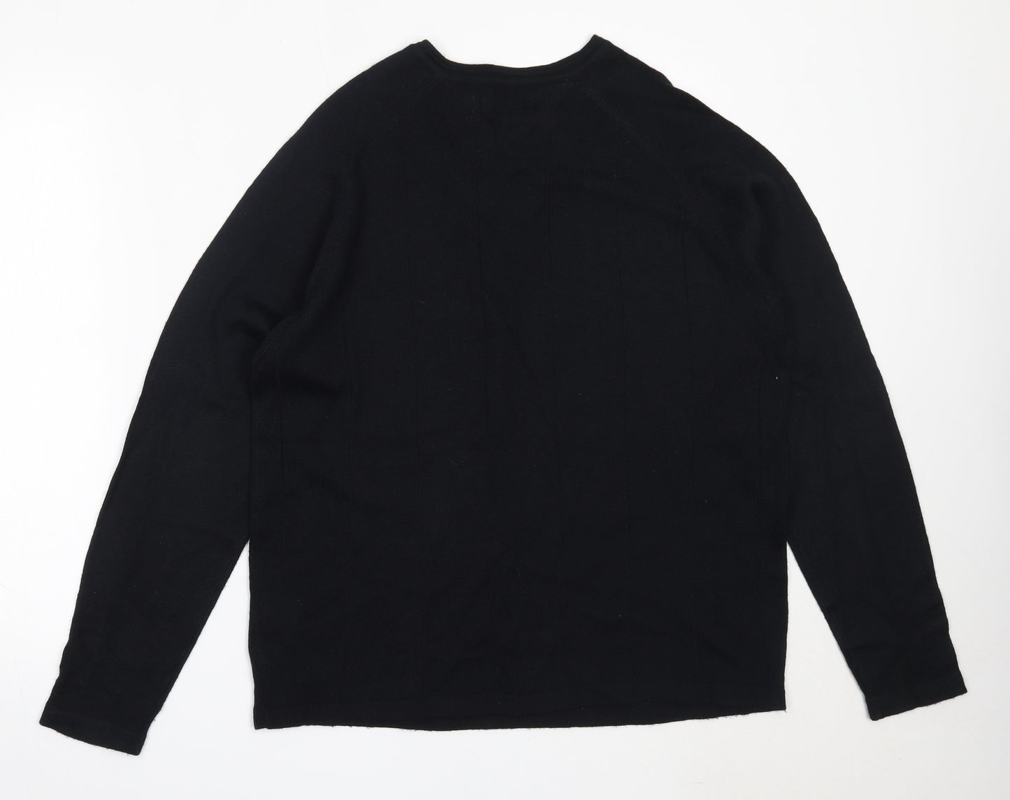 Giorgios Collections Mens Black V-Neck  Acrylic Pullover Jumper Size M