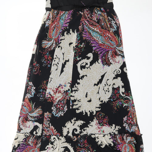 NEXT Womens Black Geometric Polyester Maxi  Size 12  V-Neck