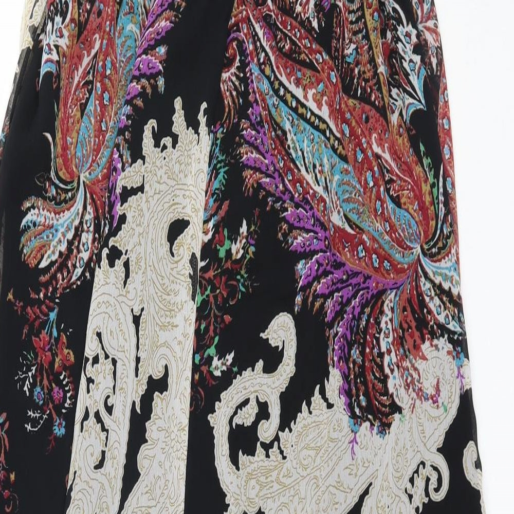 NEXT Womens Black Geometric Polyester Maxi  Size 12  V-Neck