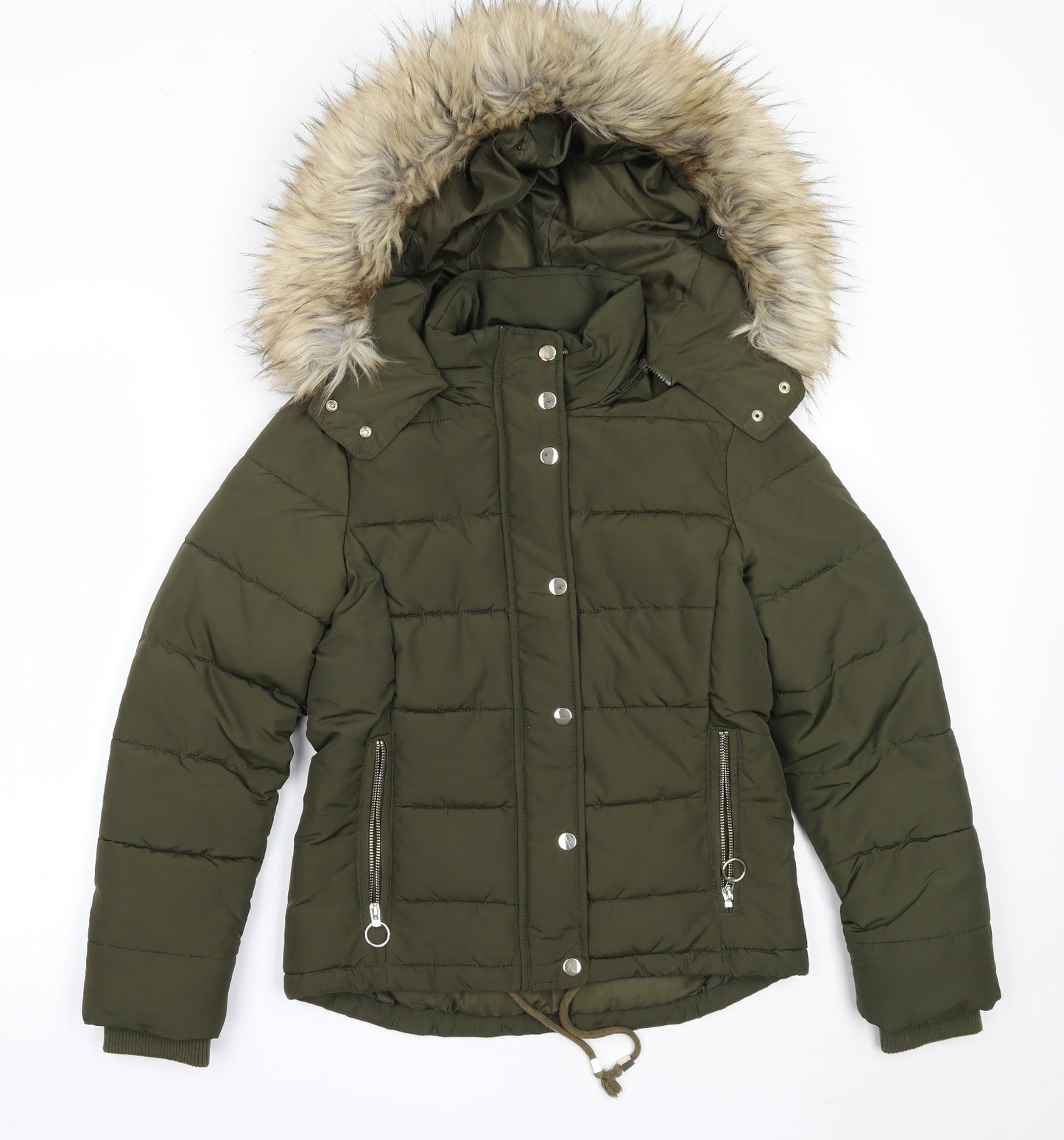 Topshop Womens Green   Puffer Jacket Coat Size 6  Zip