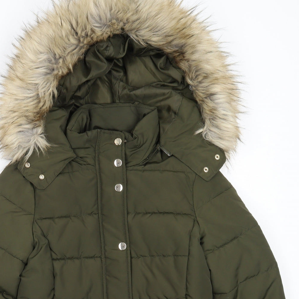 Topshop Womens Green   Puffer Jacket Coat Size 6  Zip