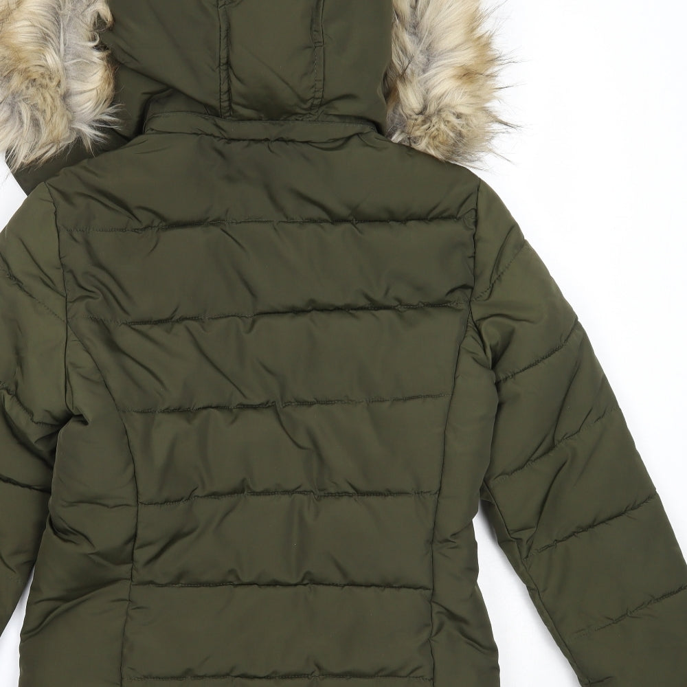Topshop Womens Green   Puffer Jacket Coat Size 6  Zip