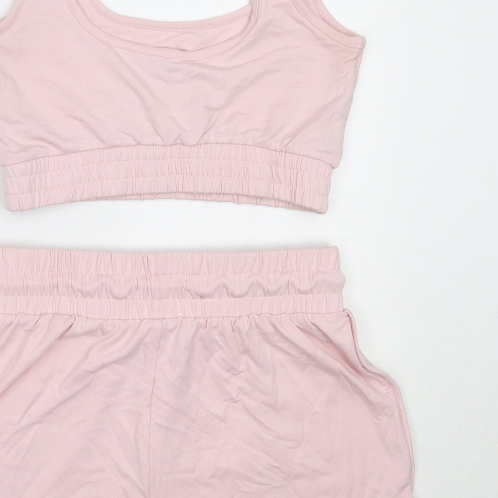 Boux Avenue Girls Pink Solid Viscose Top Pyjama Set Size 8 Years
