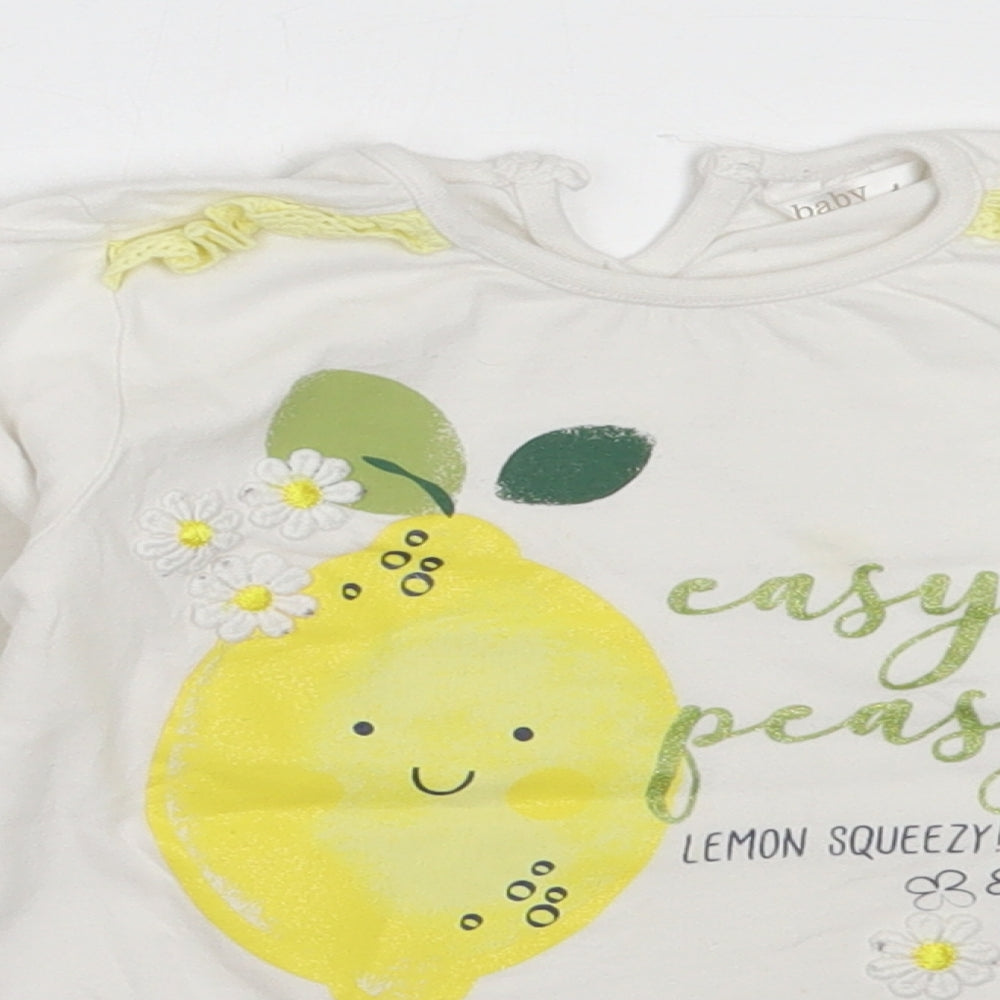 M&Co Girls White  Cotton Basic T-Shirt Size 2-3 Years Round Neck