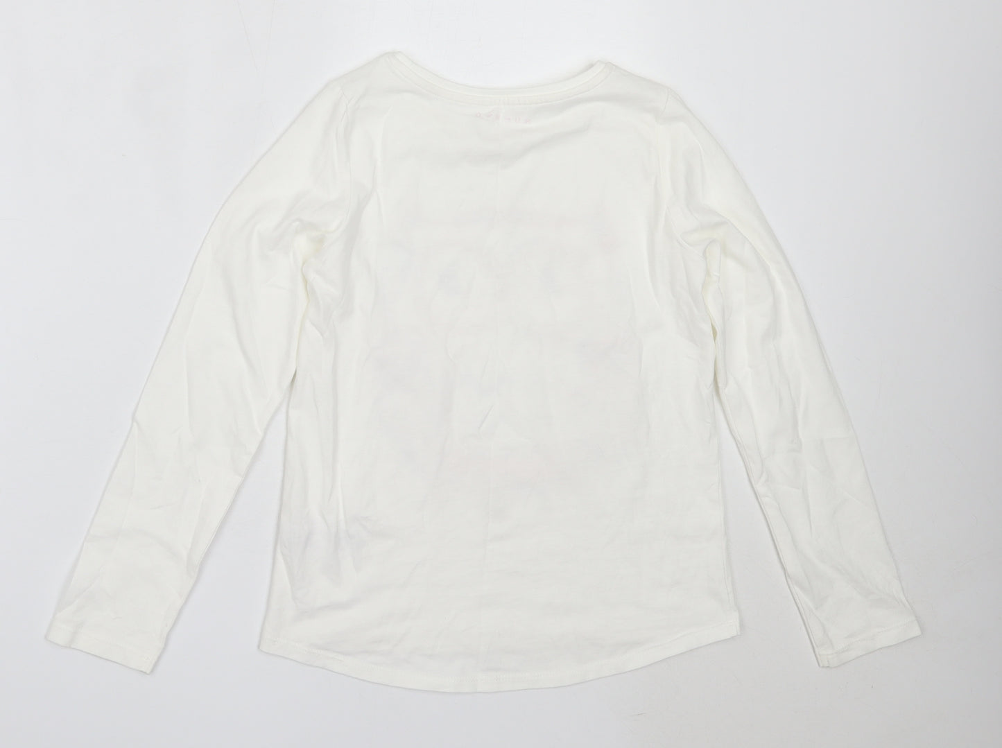 Nutmeg Girls White  Cotton Basic T-Shirt Size 10-11 Years Round Neck