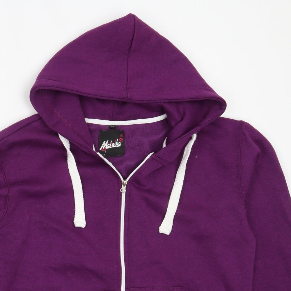 Malaika Womens Purple  Polyester Full Zip Hoodie Size XL