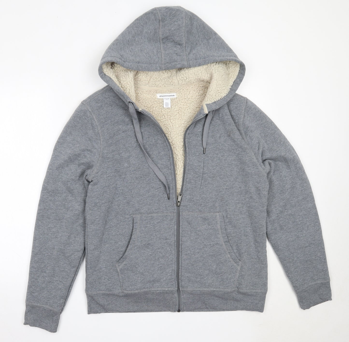 Amazon Mens Grey  Cotton Full Zip Hoodie Size M
