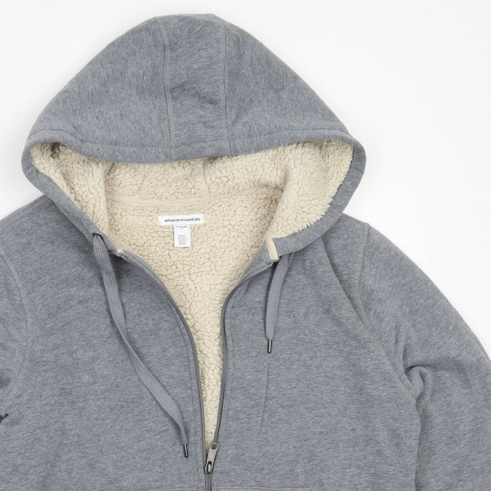 Amazon Mens Grey  Cotton Full Zip Hoodie Size M