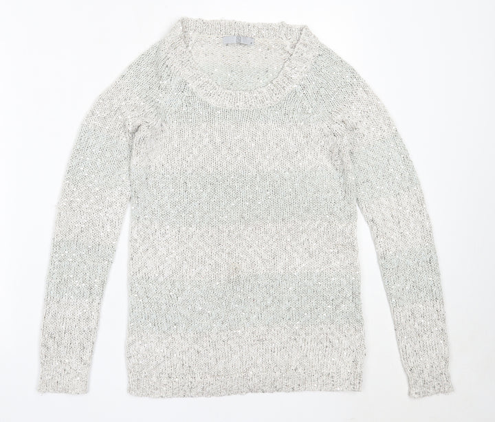 TU Womens Grey Round Neck Cotton Pullover Jumper Size 8