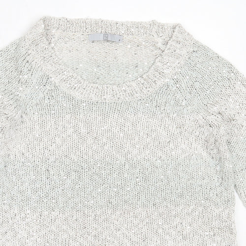 TU Womens Grey Round Neck  Cotton Pullover Jumper Size 8