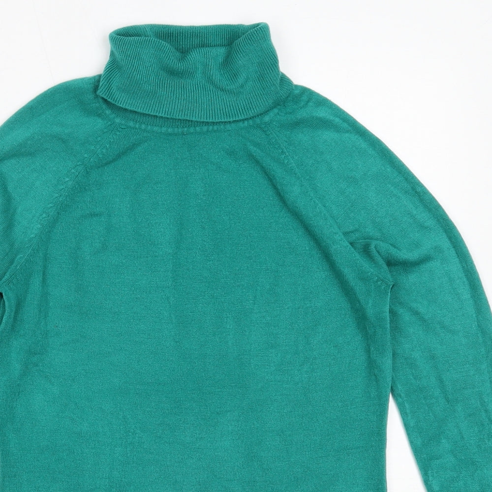 TU Womens Green Roll Neck  Acrylic Pullover Jumper Size 10