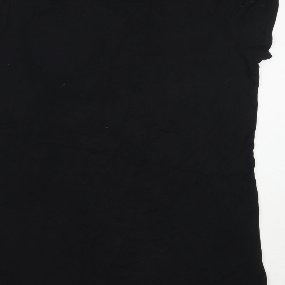 Peacocks Womens Black  Viscose Basic T-Shirt Size 16 Round Neck