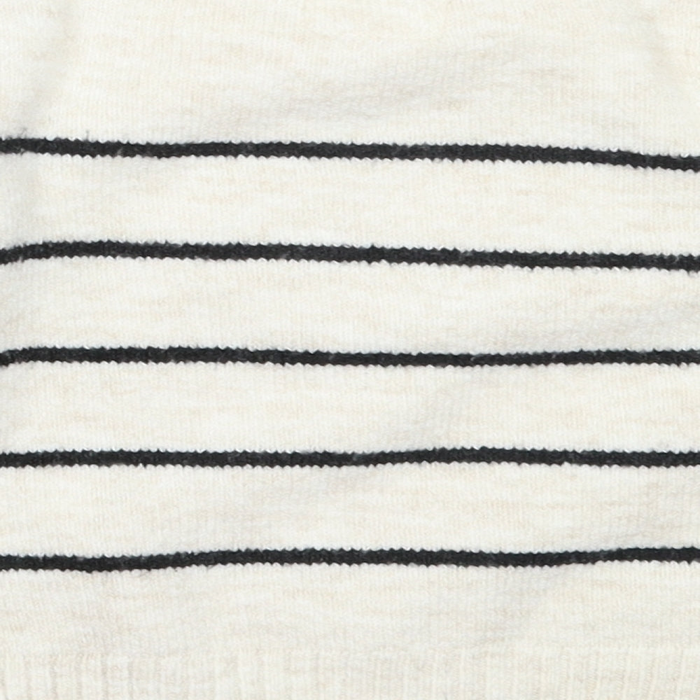 F&F Girls Ivory Round Neck Striped Acrylic Pullover Jumper Size 3-4 Years