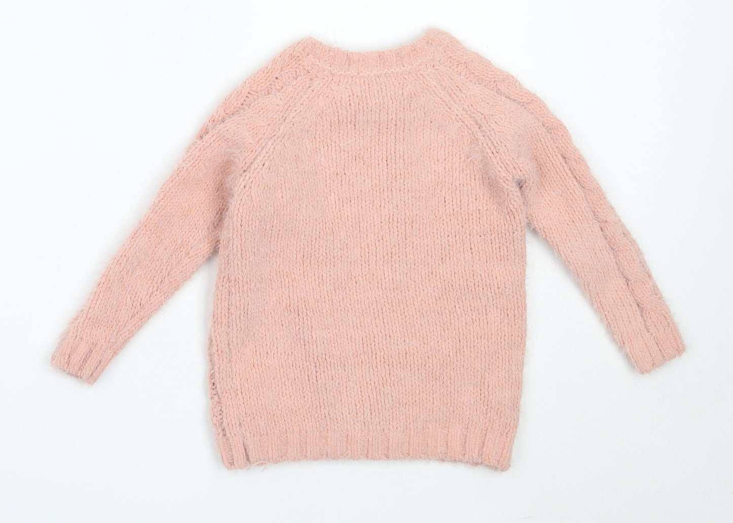 Primark Girls Pink Round Neck  Polyester Pullover Jumper Size 4-5 Years