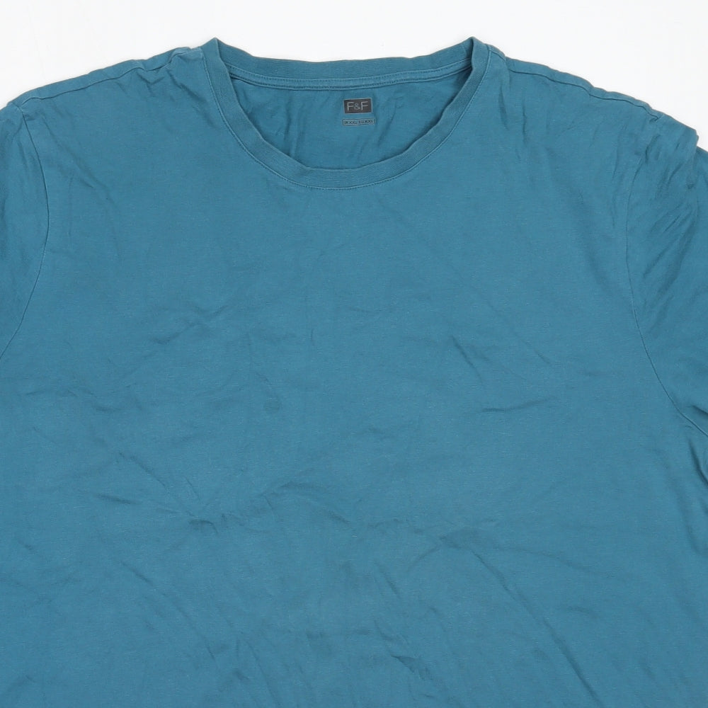 F&F Mens Green  Cotton  Button-Up Size 2XL Round Neck
