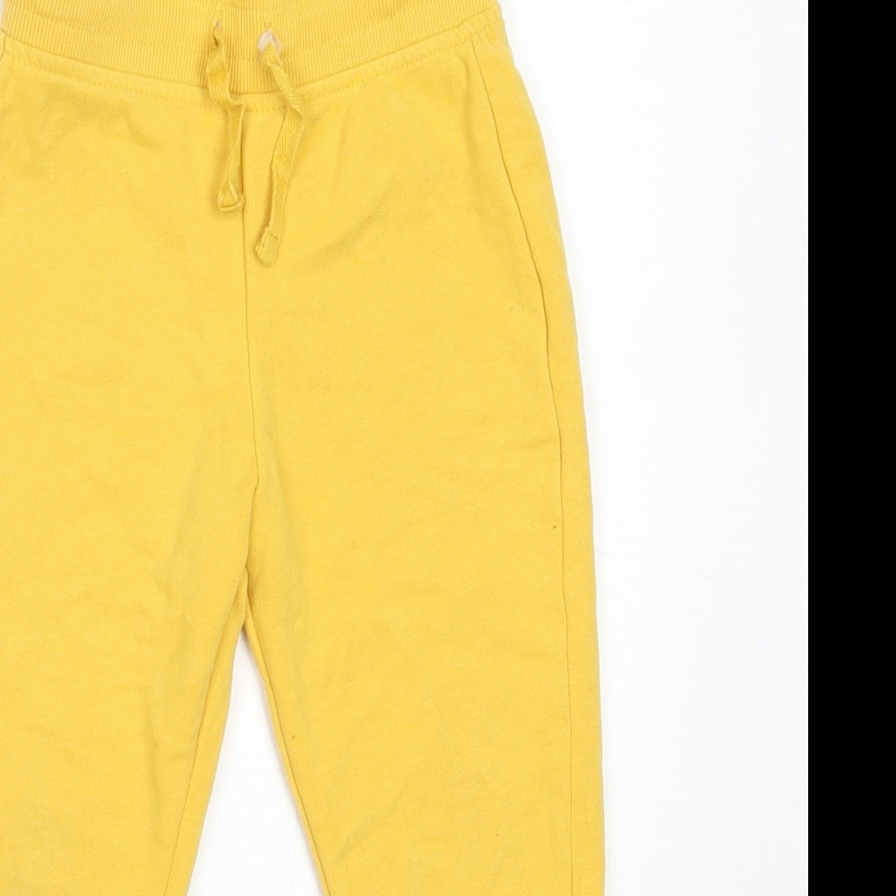 George Girls Yellow  Cotton Jogger Trousers Size 3-4 Years  Regular