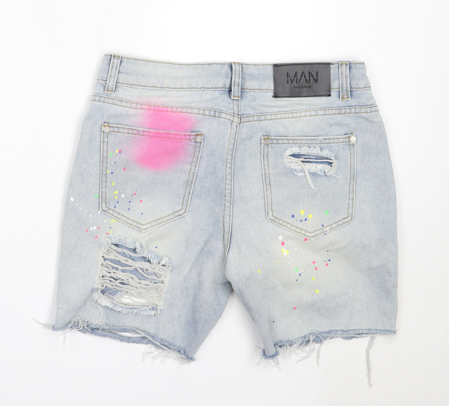 Boohoo Mens Blue  Cotton Bermuda Shorts Size 30 in  Regular