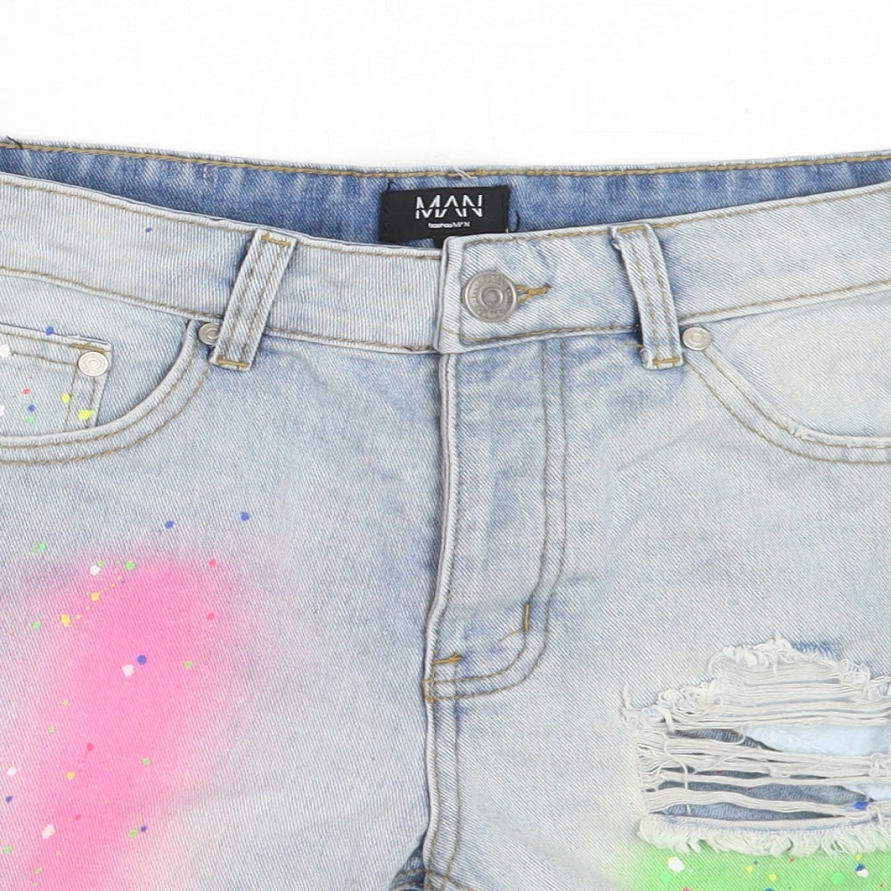 Boohoo Mens Blue  Cotton Bermuda Shorts Size 30 in  Regular
