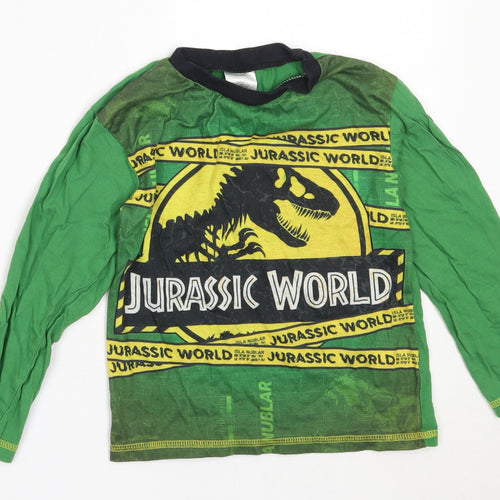 Preworn Boys Green Solid Cotton  Pyjama Top Size 5-6 Years   - Jurassic World