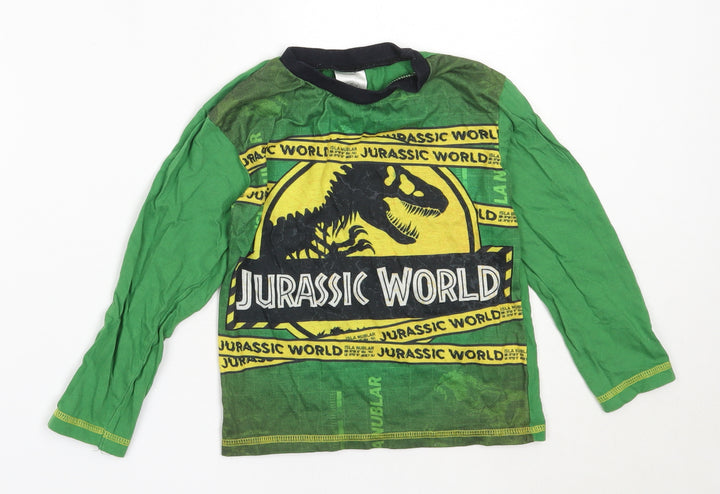 Preworn Boys Green Solid Cotton Pyjama Top Size 5-6 Years - Jurassic World
