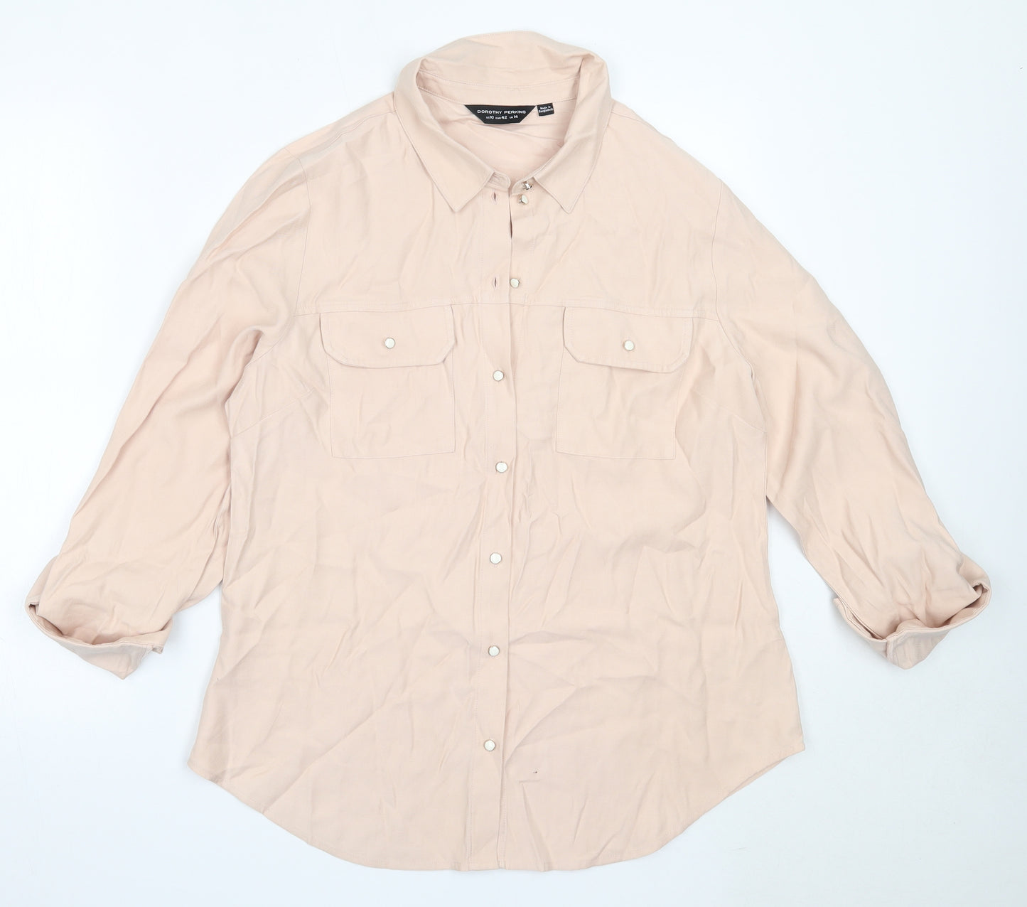 Dorothy Perkins Womens Pink  Viscose Basic Button-Up Size 14 Collared
