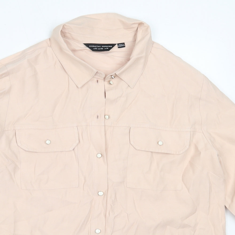 Dorothy Perkins Womens Pink  Viscose Basic Button-Up Size 14 Collared