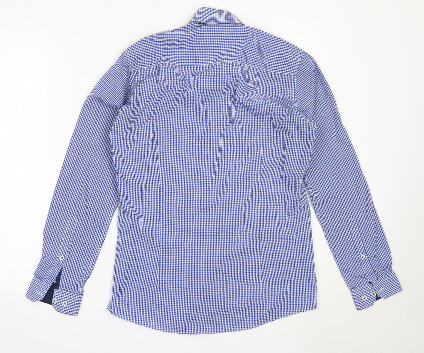 Cedar Wood State Mens Blue Check Cotton  Button-Up Size 14.5 Collared