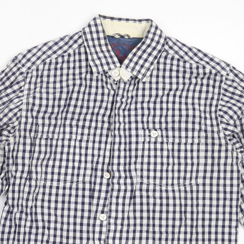 Cedar Wood State Mens Blue Check Cotton  Button-Up Size XS Collared