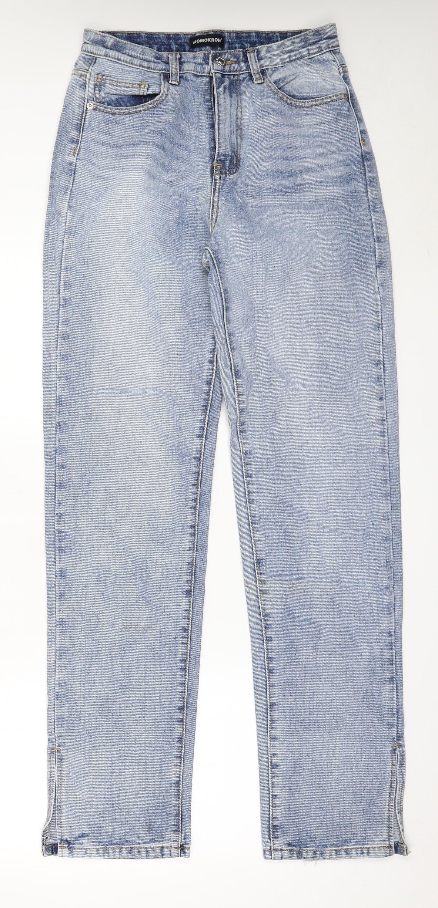 Momokrom Womens Blue  Cotton Straight Jeans Size 10 L34 in Regular