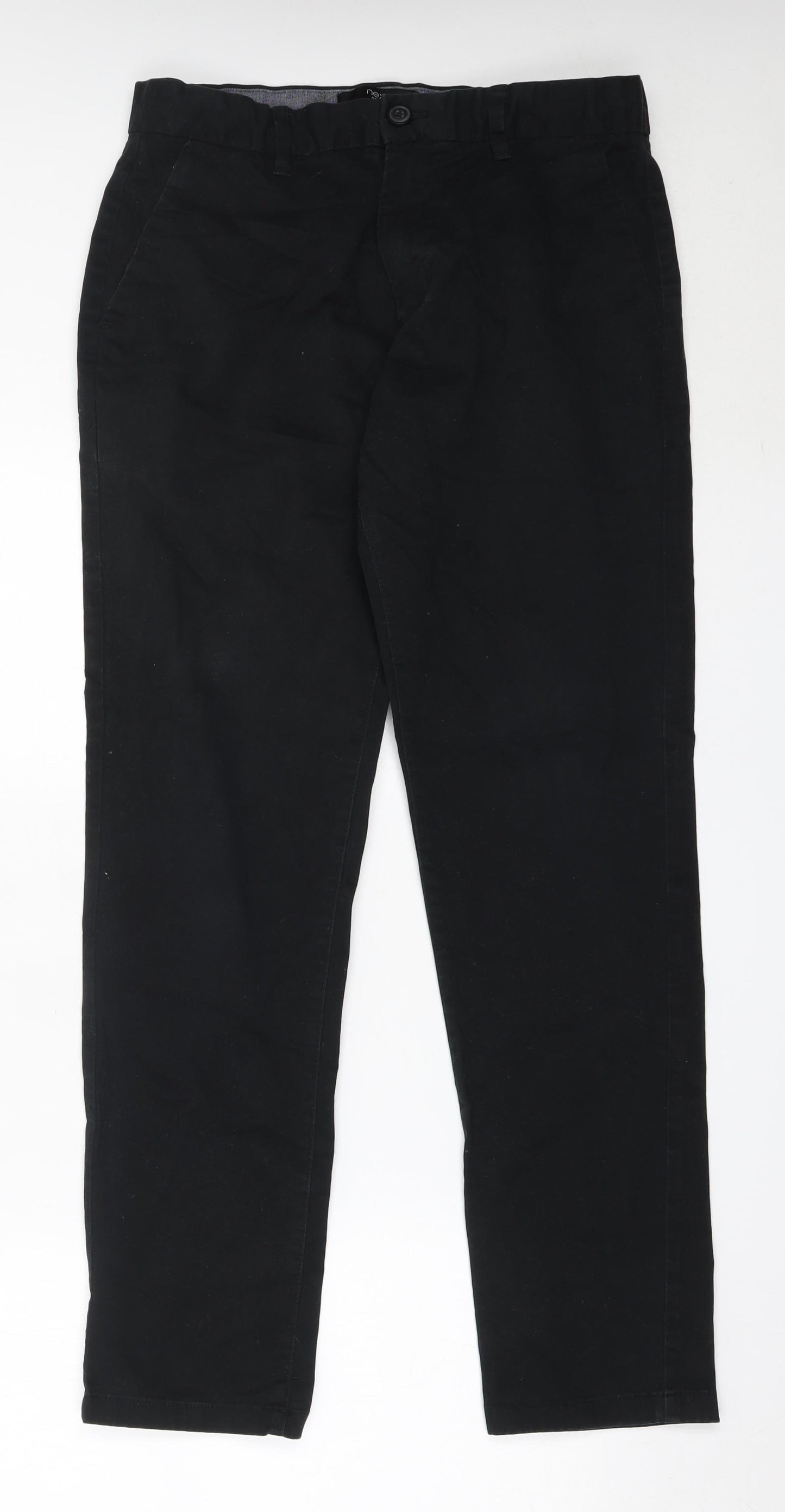 NEXT Mens Black  Cotton Chino Trousers Size 32 in L31 in Regular